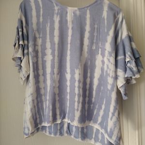 Blue White Tye Dye Top small